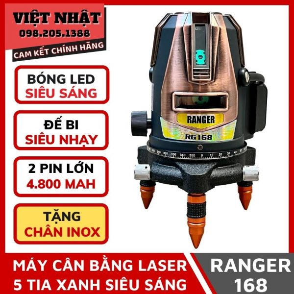 may can bang laser sieu sang 5 tia xanh ranger 168 tang kem chan inox may can muc gia re mayban cot chinh hang de bi bong led may roi tia laser moi nhat dien may viet nhat 2