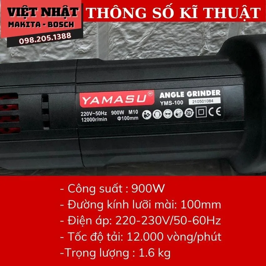 thông số cơ bản của máy mài góc Yamasu 100