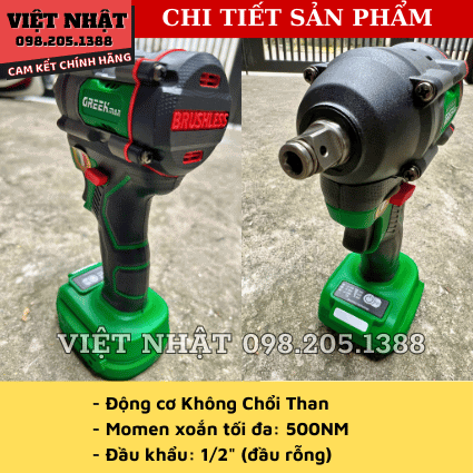 Thân máy siết mở ốc bu lông dùng pin Greekman GM-C500 đầu 2 trong 1, Chân pin phổ thông. 5 19