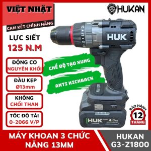Máy khoan 21V Hukan 13MM ( có khóa trục ) G3- Z1800