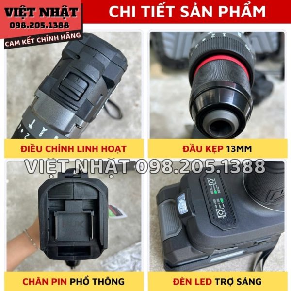 Máy khoan 21V Hukan 13MM ( có khóa trục ) G3- Z1800 - Ảnh 5