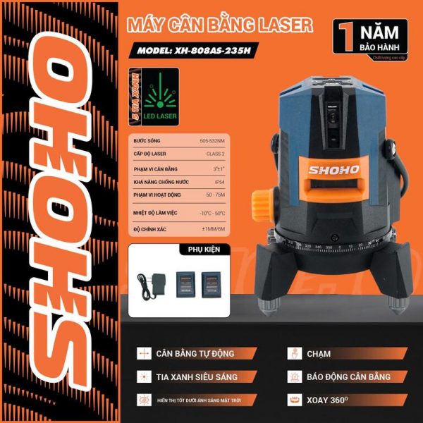 Máy cân bằng laze 5 tia xanh SHOHO XH-808AS-235H
