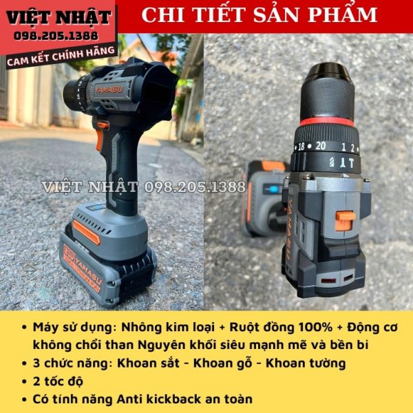 Máy khoan pin 13 ly Yamasu G13-100N (màu xám) - Hình ảnh 7