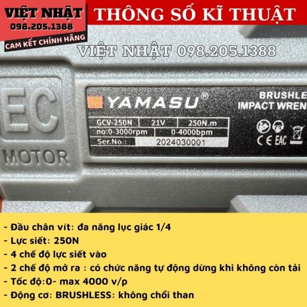 Máy chuyên vít pin Yamasu GCV-250N - Hình ảnh 4