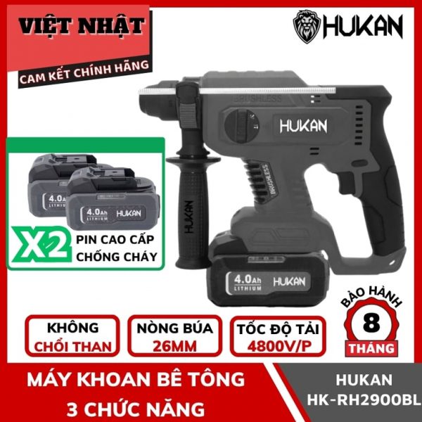 Khoan bê tông 3 chức năng Hukan HK-RH2900BL bản màu xám