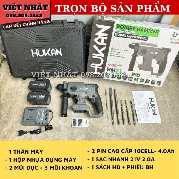 Khoan bê tông 3 chức năng Hukan HK-RH2900BL bản màu xám - Ảnh 2