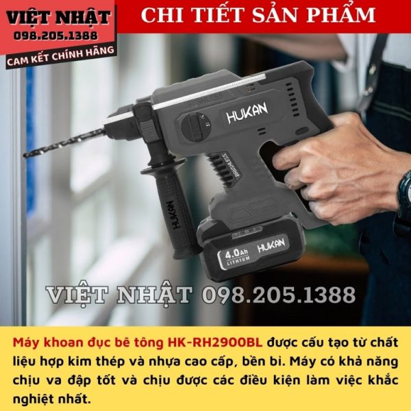 Khoan bê tông 3 chức năng Hukan HK-RH2900BL bản màu xám - Ảnh 5