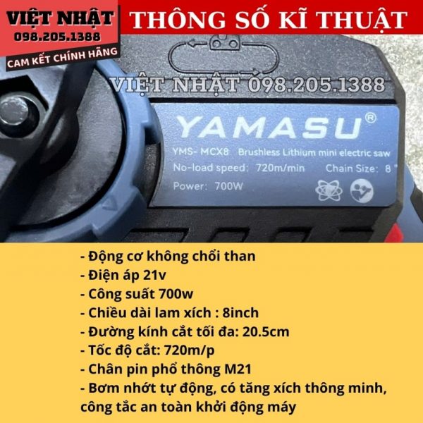 Máy cưa xích pin Yamasu M08CX - Hình ảnh 3