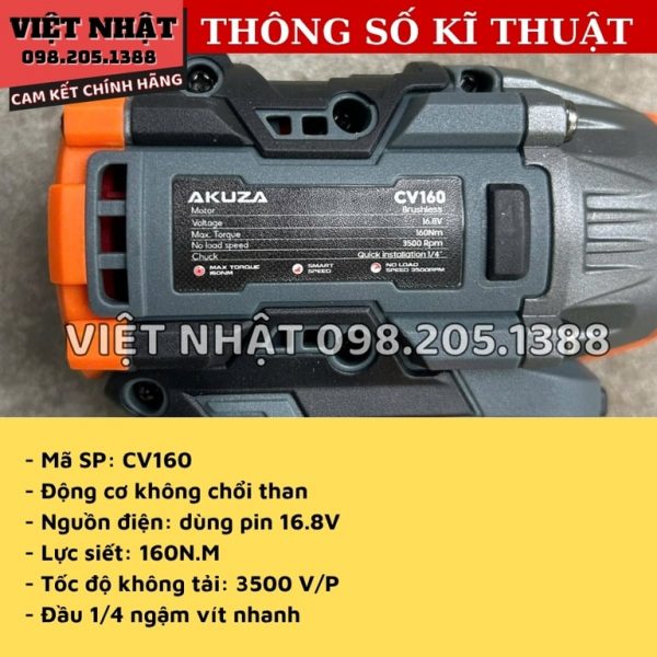 Máy vặn vít pin Akuza CV160 - Ảnh 3