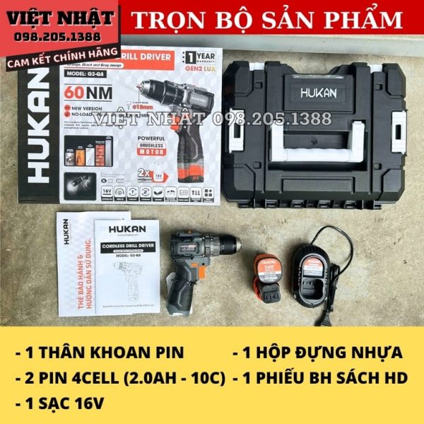 Máy khoan pin 3 chức năng Hukan G2-Q8 - Hình ảnh 2