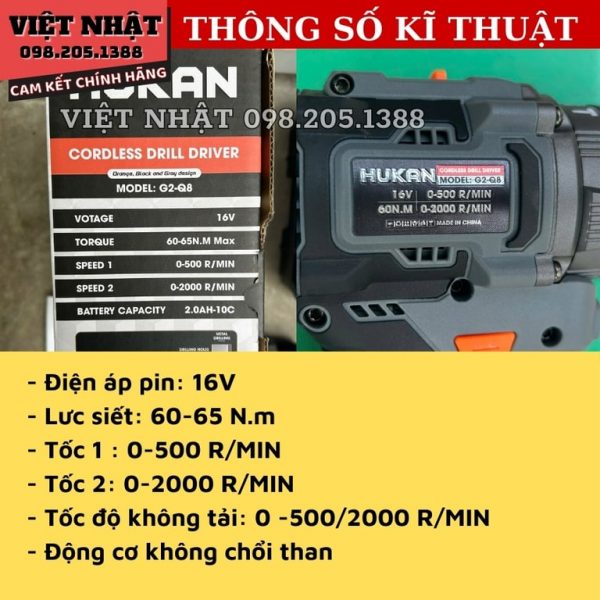 Máy khoan pin 3 chức năng Hukan G2-Q8 - Hình ảnh 10