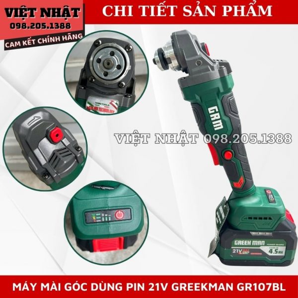 Máy mài góc pin 21V Greekman GR107BL - Ảnh 4