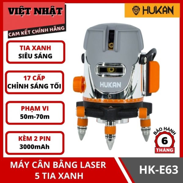 Máy cân bằng laser 5 tia xanh siêu sáng Hukan HK-E63