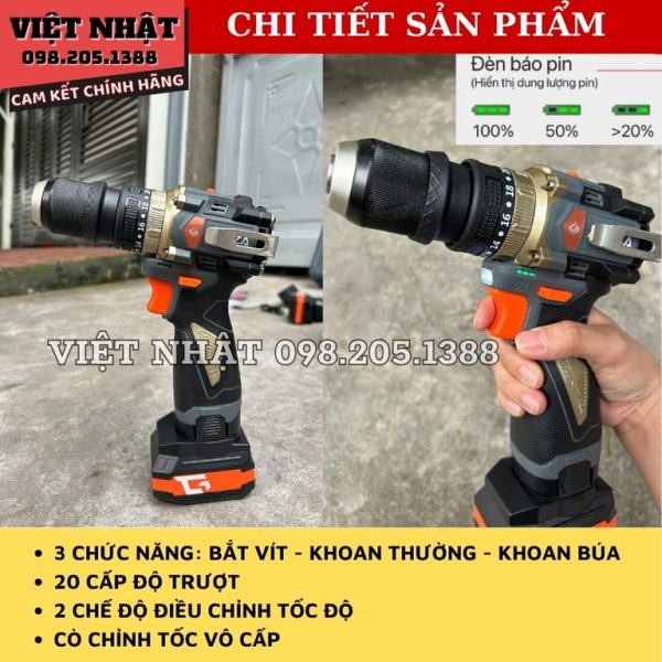 Máy khoan pin Akuza K8quick - Ảnh 4