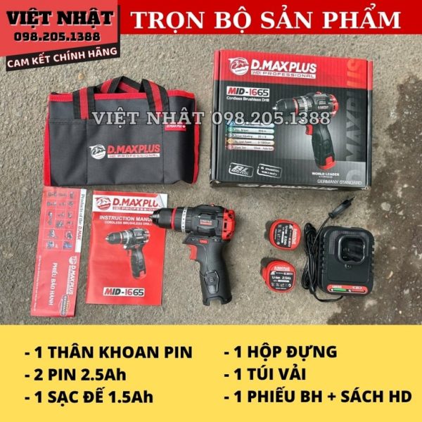 Máy khoan pin 3 chức năng pin 16V Dmaxplus MID-1665 - Hình ảnh 2