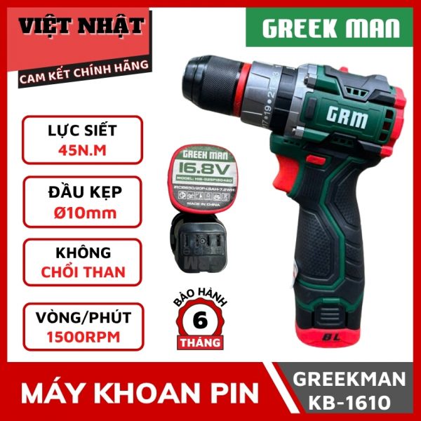 MÁY KHOAN PIN GREEKMAN GR-KB1610 – NHỎ GỌN, MẠNH MẼ, SIÊU BỀN