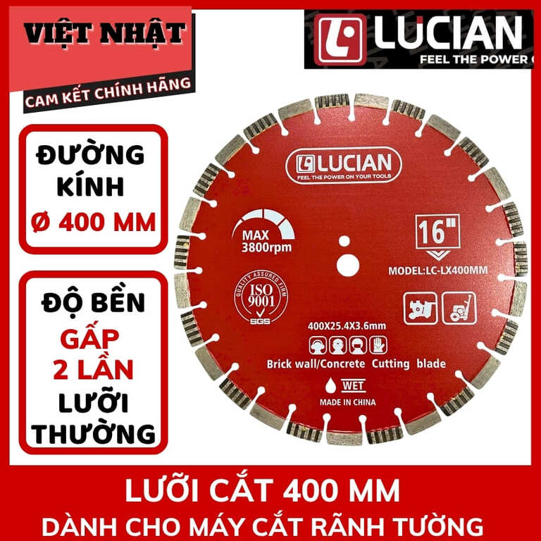 Lưỡi cắt tường Lucian 400mm, đường kính: Ø400mmx25.4×3.6mm-Điện Máy Việt Nhật 1 28