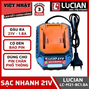 Sạc nhanh Lucian LC-M21-BC1.8A, sử dụng cho chân pin phổ thông có đèn báo tiện lợi