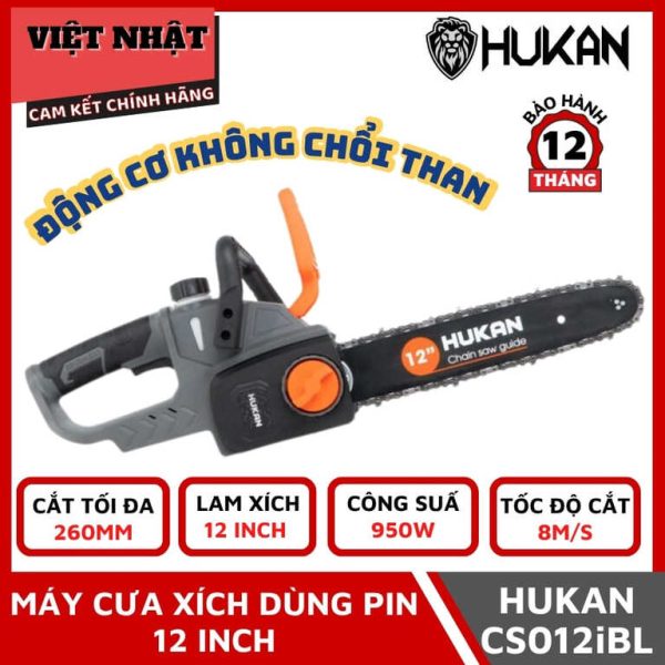 "Máy cưa xích pin Hukan HK-CS012iBL 12INCH, động cơ không chổi than-Điện Máy Việt Nhật"