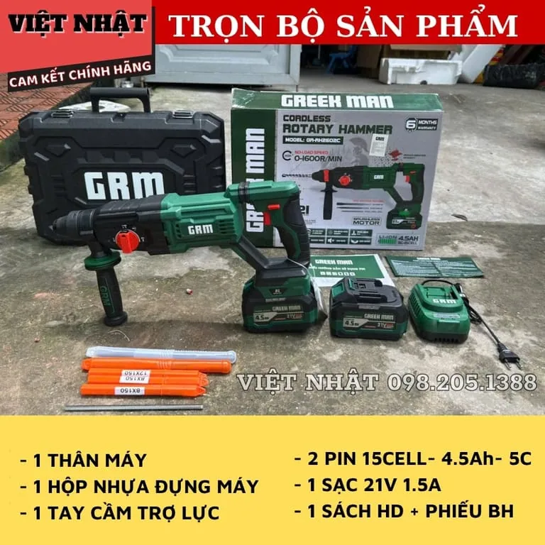 Máy khoan đục bê tông Greekman GR-RH 2602C ,động cơ không chổi than, Điện Máy Việt Nhật 3 2