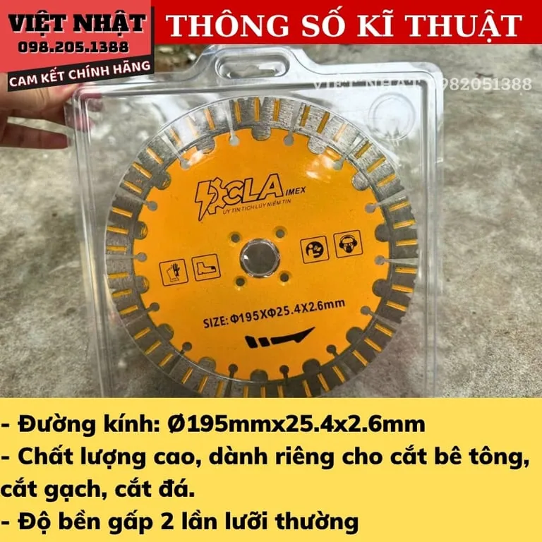 Lưỡi cắt tường CLAimex 195mm, đường kính: Ø195mmx25.4×2.6mm-Điện Máy Việt Nhật 3 20