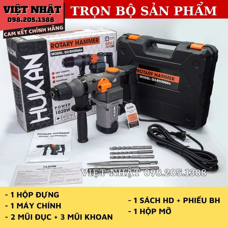 Máy khoan đục Hukan G2-RH2066x, công suât suất 1020w, lực đập 3.5J 3 23