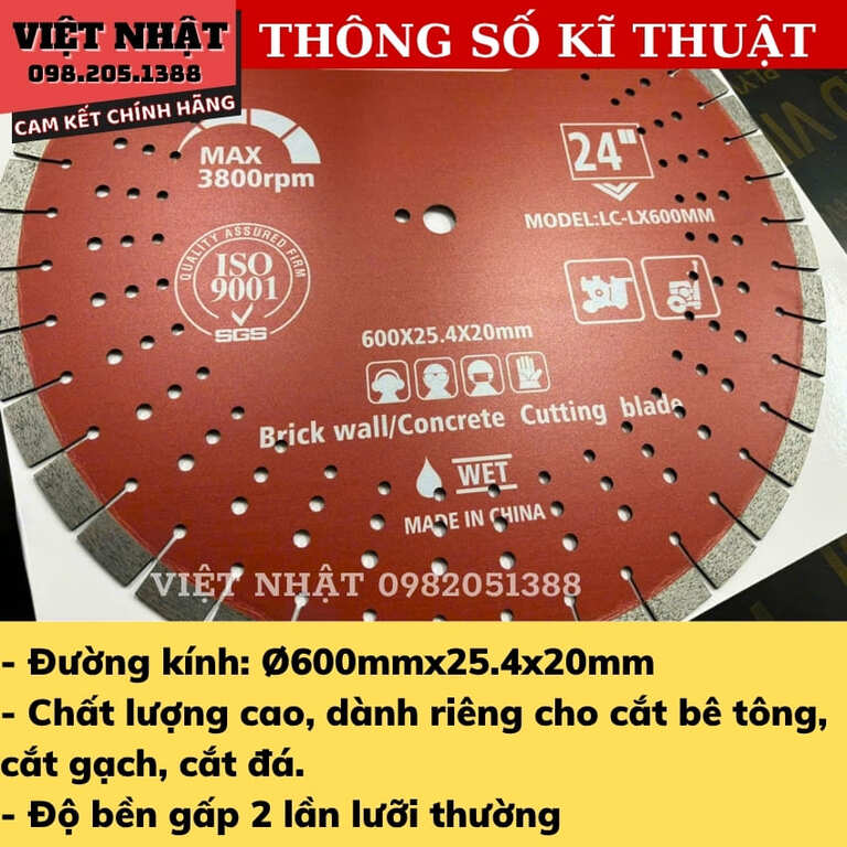 Lưỡi cắt tường Lucian 600mm, đường kính: Ø600mmx25.4×20mm-Điện Máy Việt Nhật 3 24