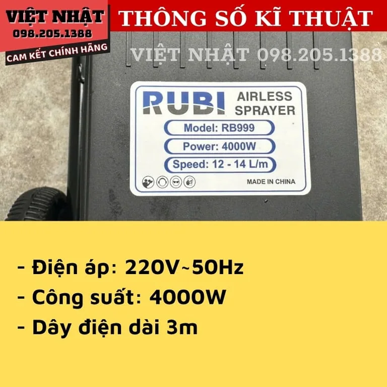 Máy phun sơn công nghiệp RUBI RB999 – Sức mạnh vượt trội, hiệu quả tối đa 4 16
