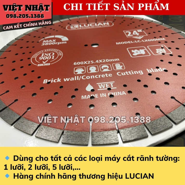 Lưỡi cắt tường Lucian 600mm, đường kính: Ø600mmx25.4×20mm-Điện Máy Việt Nhật 4 24