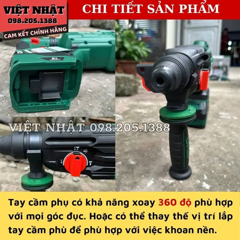 Máy khoan đục bê tông Greekman GR-RH 2602C ,động cơ không chổi than, Điện Máy Việt Nhật 6 2