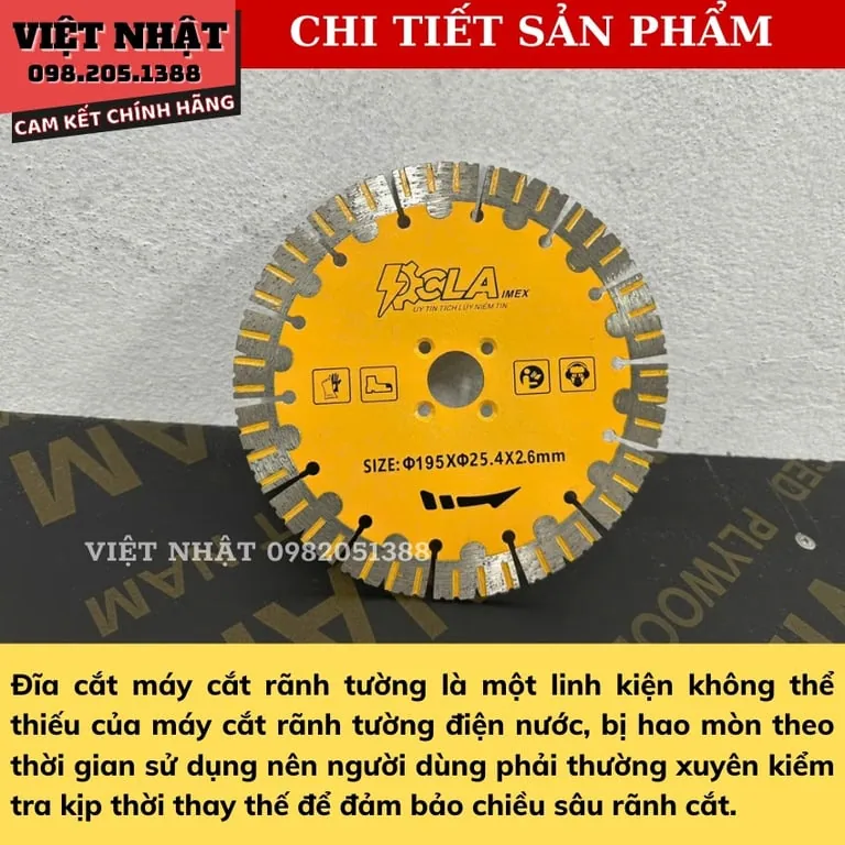 Lưỡi cắt tường CLAimex 195mm, đường kính: Ø195mmx25.4×2.6mm-Điện Máy Việt Nhật 6 20