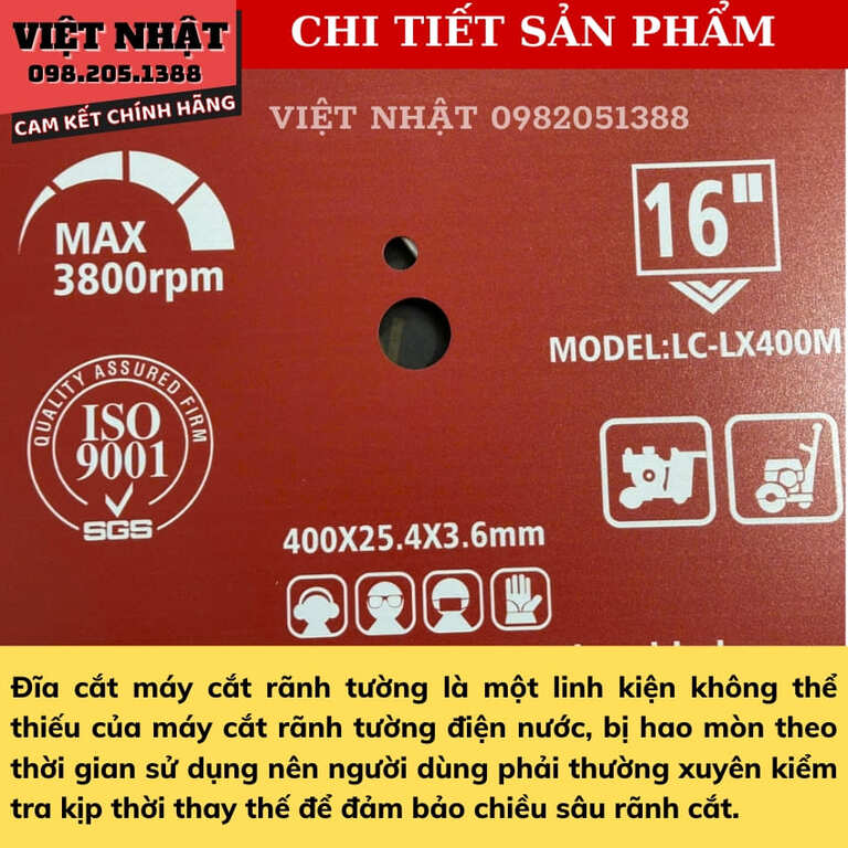 Lưỡi cắt tường Lucian 400mm, đường kính: Ø400mmx25.4×3.6mm-Điện Máy Việt Nhật 7 25