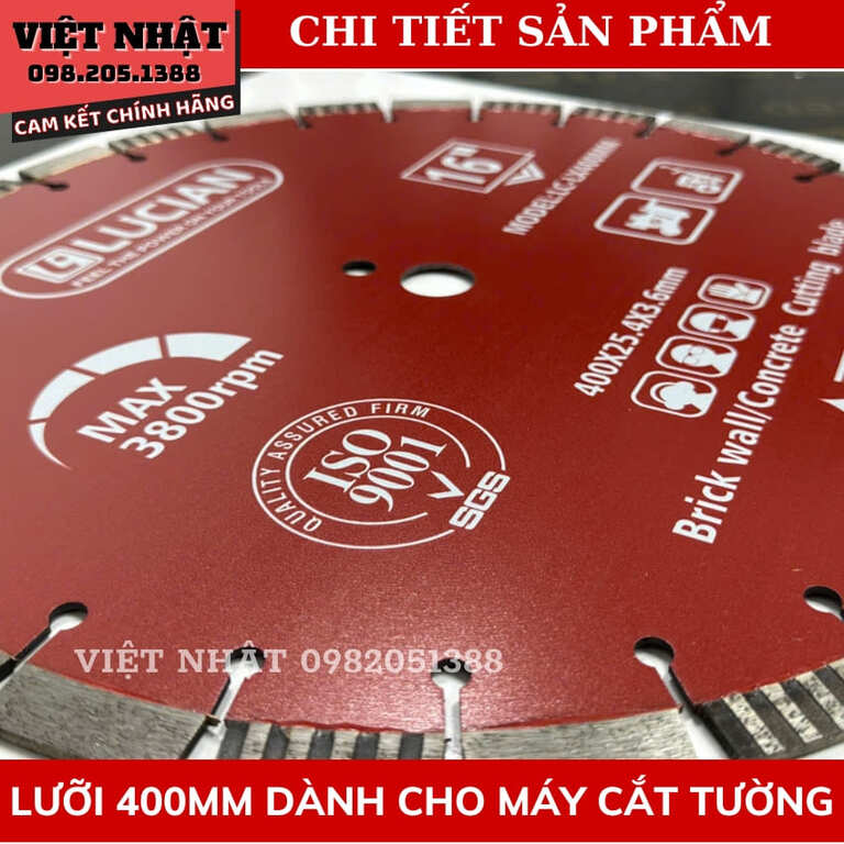 Lưỡi cắt tường Lucian 400mm, đường kính: Ø400mmx25.4×3.6mm-Điện Máy Việt Nhật 8 25