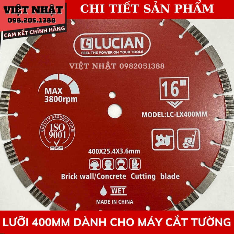 Lưỡi cắt tường Lucian 400mm, đường kính: Ø400mmx25.4×3.6mm-Điện Máy Việt Nhật 9 24