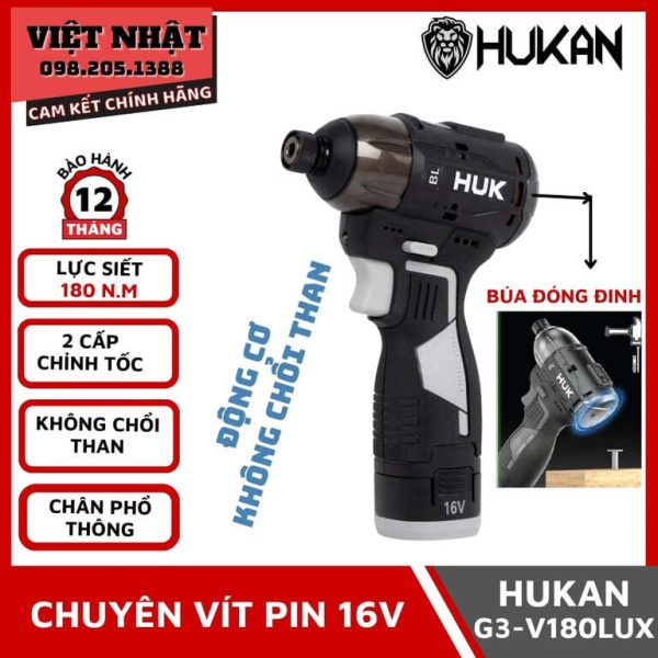 Máy chuyên vít Hukan G3-V180LUX-động cơ không chổi than