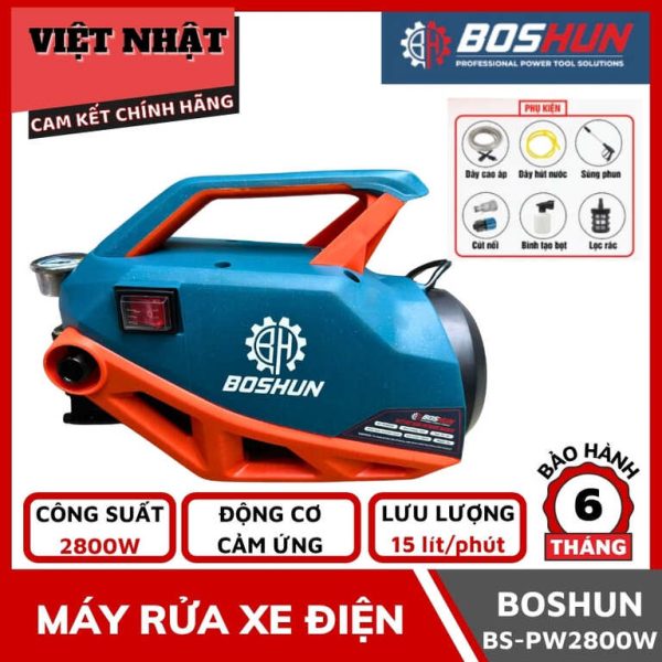 Máy rửa xe điện cao áp Boshun BS-PW2800W, bảo hành 6 tháng- Điện Máy Việt Nhật