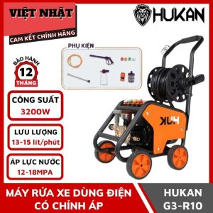 Máy rửa xe cao áp HUKAN G3-R10, 3200W, 180bar, 15 lít 1 phút, Piston 14mm Có chỉnh áp