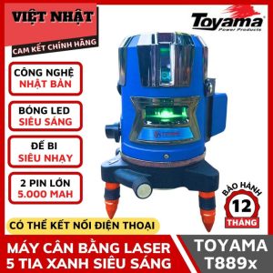 Máy cân bằng laser 5 tia xanh siêu sáng Toyama T889x-có thể kết nối điện thoại
