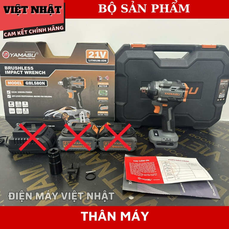 Máy siết bulong sử dụng pin Yamasu GBL-580N, đầu 2 trong 1 11 6