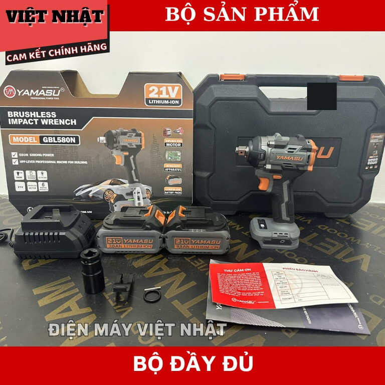 Máy siết bulong sử dụng pin Yamasu GBL-580N, đầu 2 trong 1 12 4