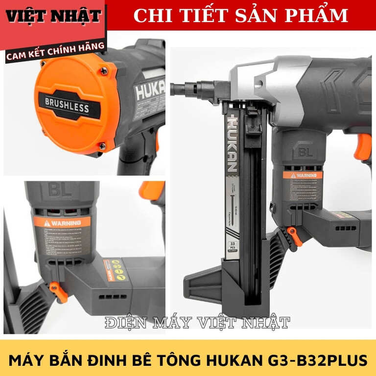 Máy bắn đinh bê tông Hukan G3-B32PLUS-Động cơ không chổi than 5 32