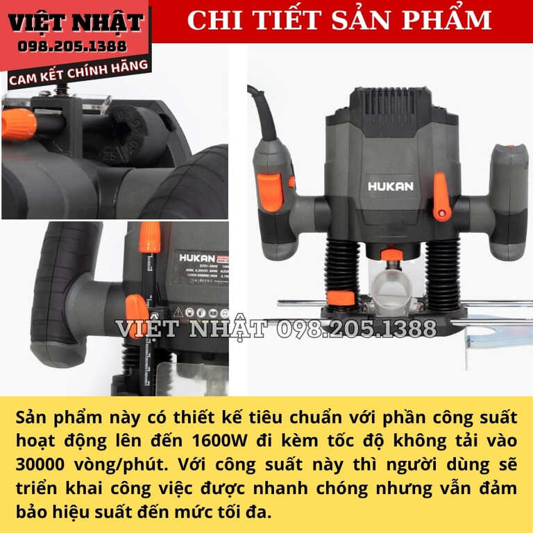 Máy phay gỗ Hukan G2-MPG1600, công suất 1600W 6 7