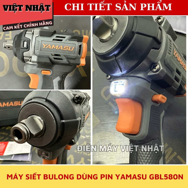 Máy siết bulong sử dụng pin Yamasu GBL-580N, đầu 2 trong 1 7 33