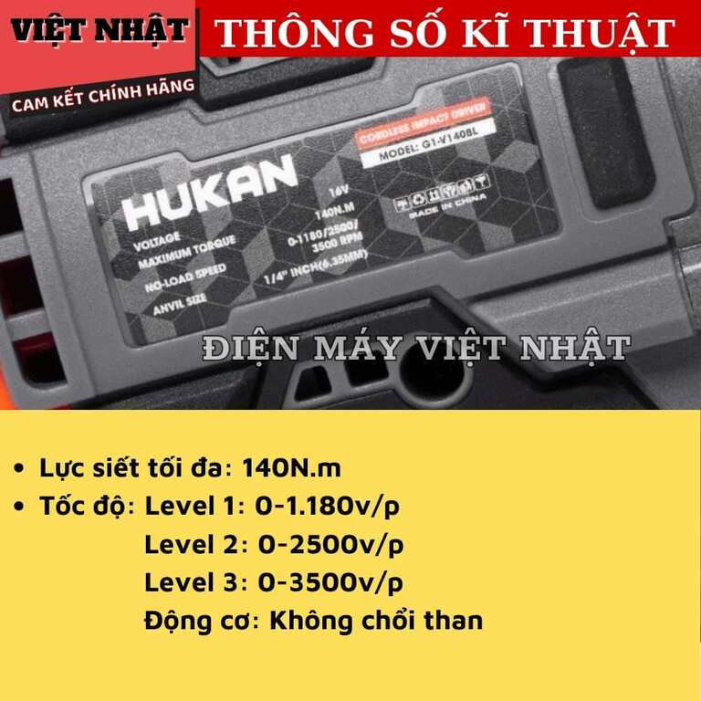 Chuyên vít 16V Hukan G1-V140BL, đầu vít 1/4inch CHUYEN VIT HUKAN G1 V140BL 4
