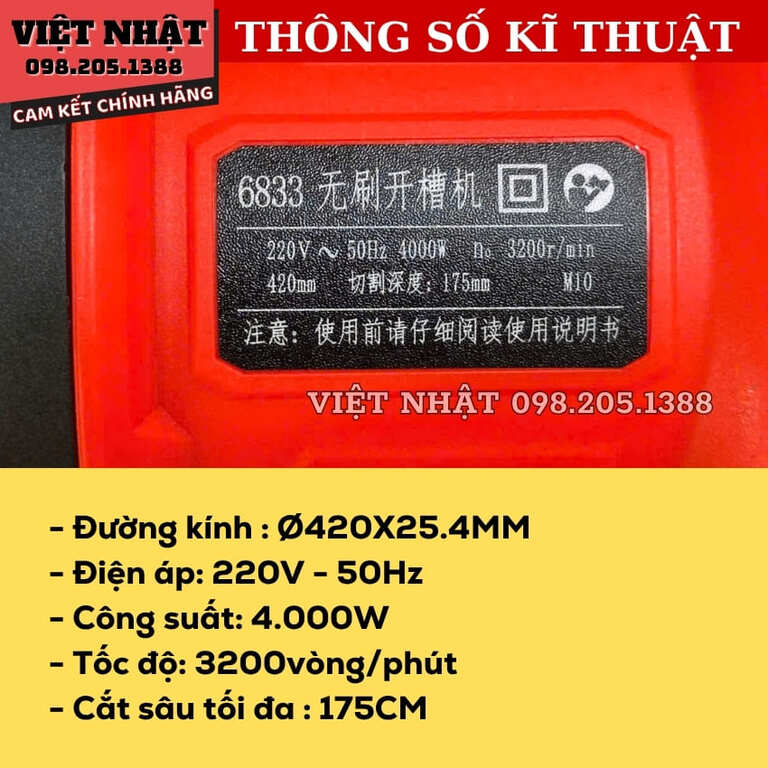 Máy cắt tường, cắt bê tông 420 Tableau 6833 - động cơ không chổi than-Điện Máy Việt Nhật cat be tong tableau 6833 4
