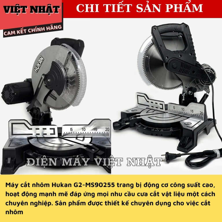 Máy cắt nhôm Hukan G2-MS90255, công suất 1700w-Điện Máy Việt Nhật cat nhom Hukan G2 MS90255 5
