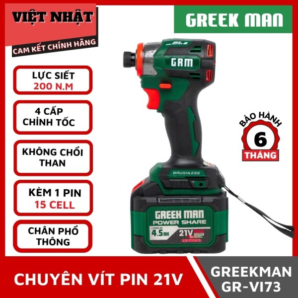 Máy chuyên vít Greekman GR-VI73, lực siết 200N.m-Điện Máy Việt Nhật