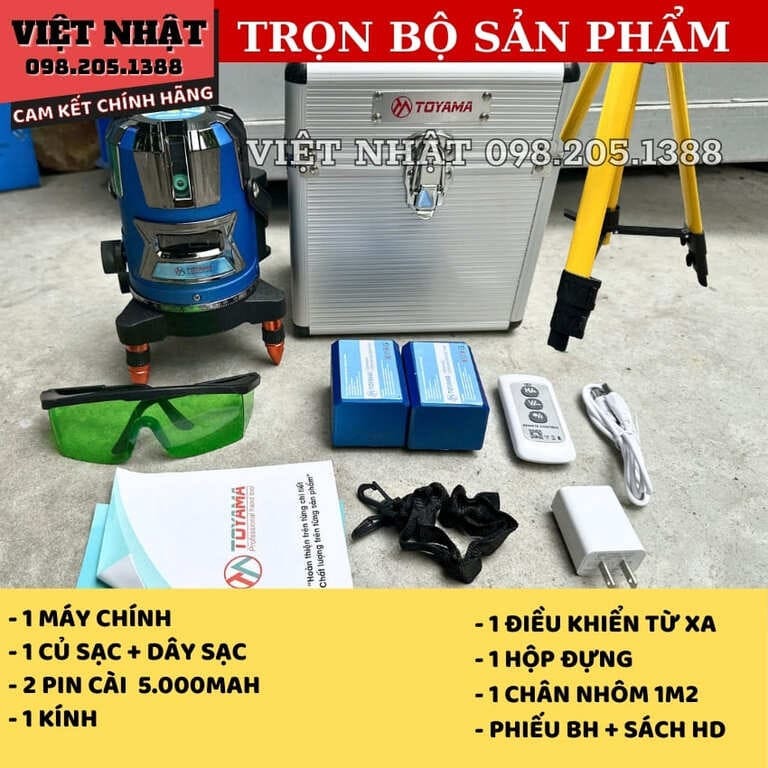 Máy cân bằng laser 5 tia xanh siêu sáng Toyama T889x-có thể kết nối điện thoại laser T889X 3