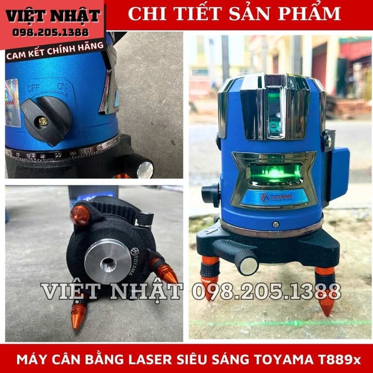 Máy cân bằng laser 5 tia xanh siêu sáng Toyama T889x-có thể kết nối điện thoại laser T889X 5