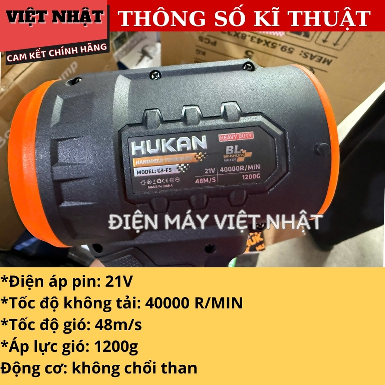 Máy thổi phản lực Hukan G3-F5, lực gió 2000g-không chổi than thoi phan luc hukan G3 F5 4